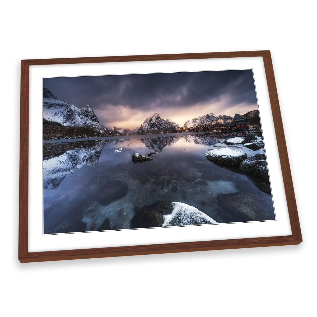 Winter Light Mountains Snow Landscape FRAMED ART PRINT Picture Artwork