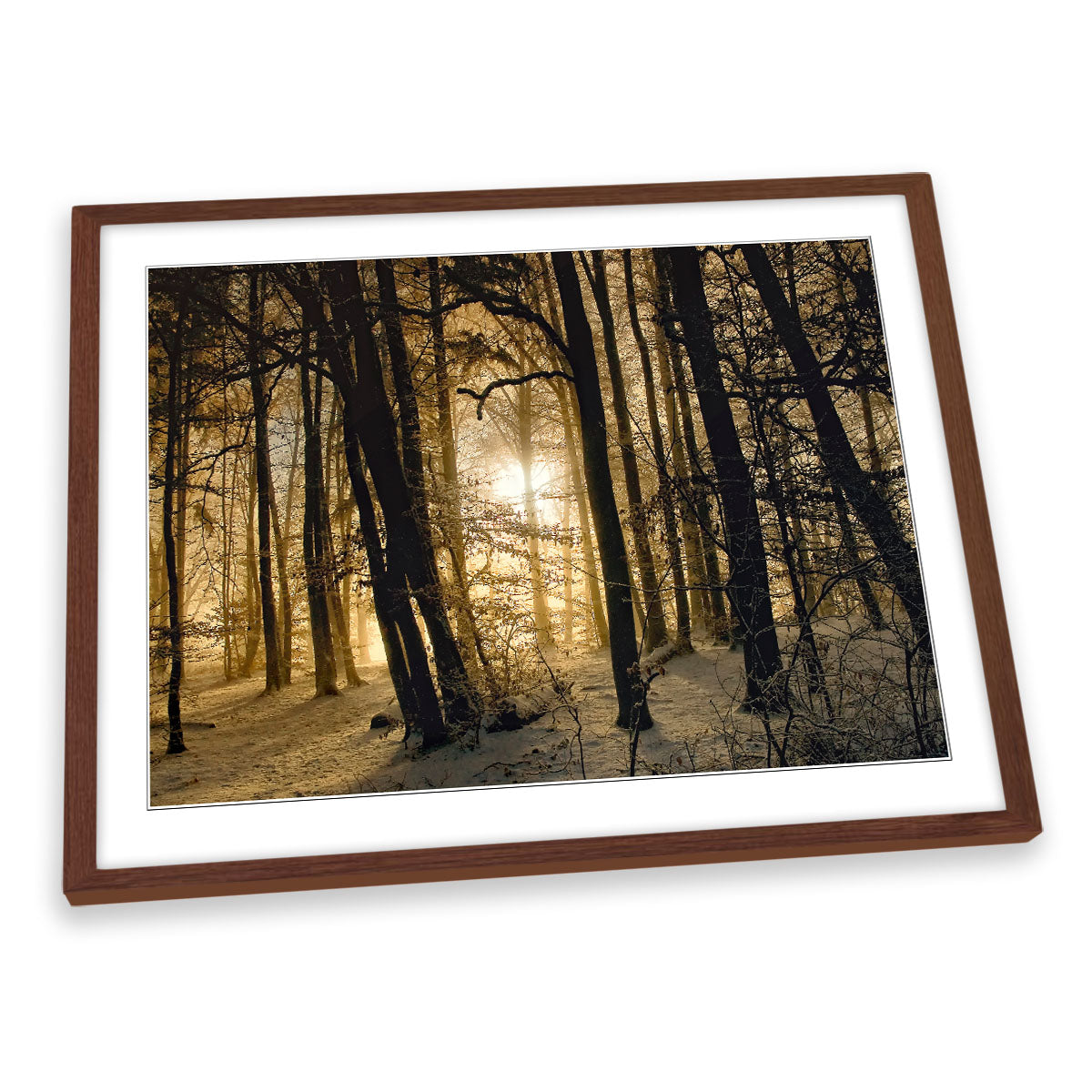 Winter Morning Forest Sunrise FRAMED ART PRINT Picture Artwork