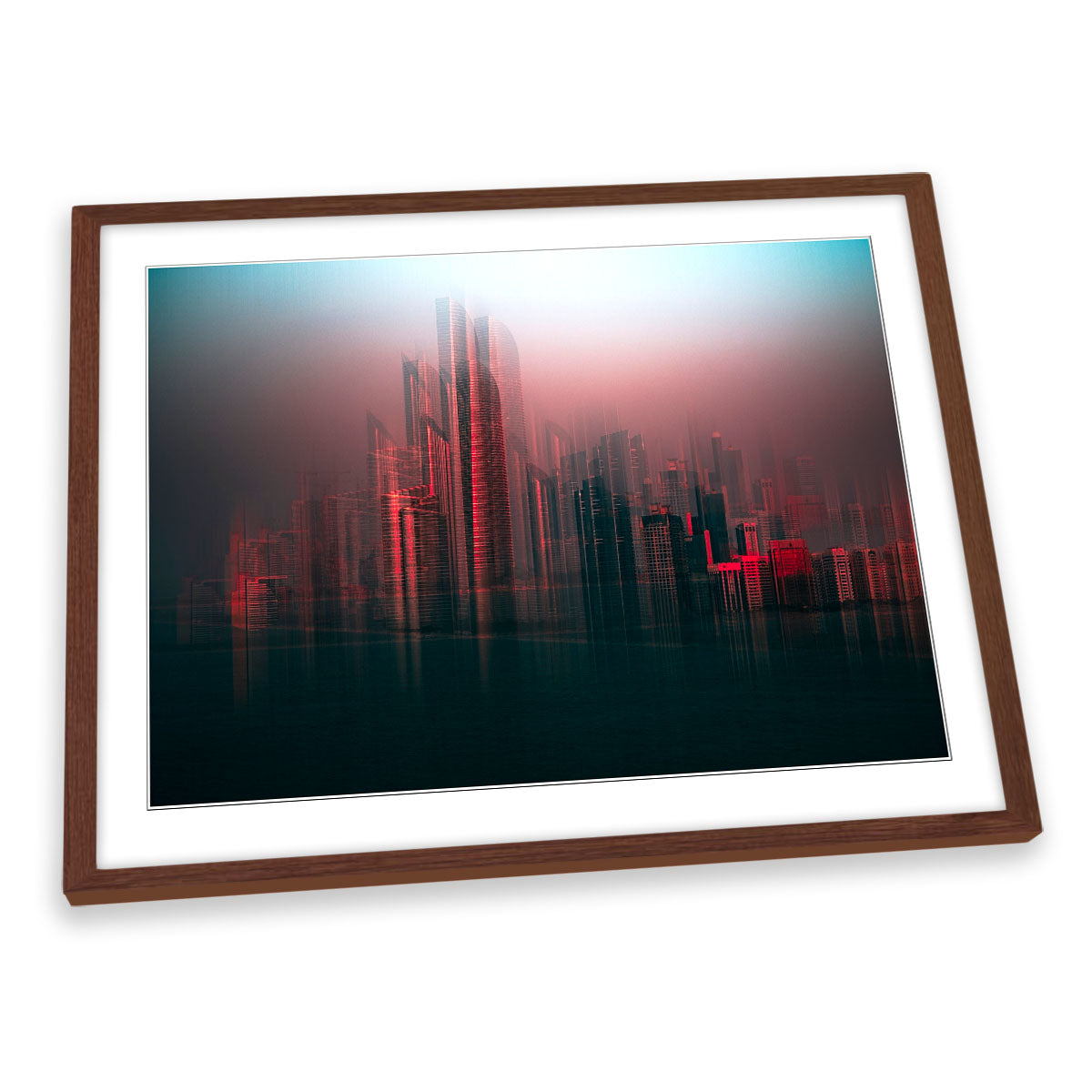 Abu Dhabi City Skyline Abstract Red FRAMED ART PRINT Picture Artwork