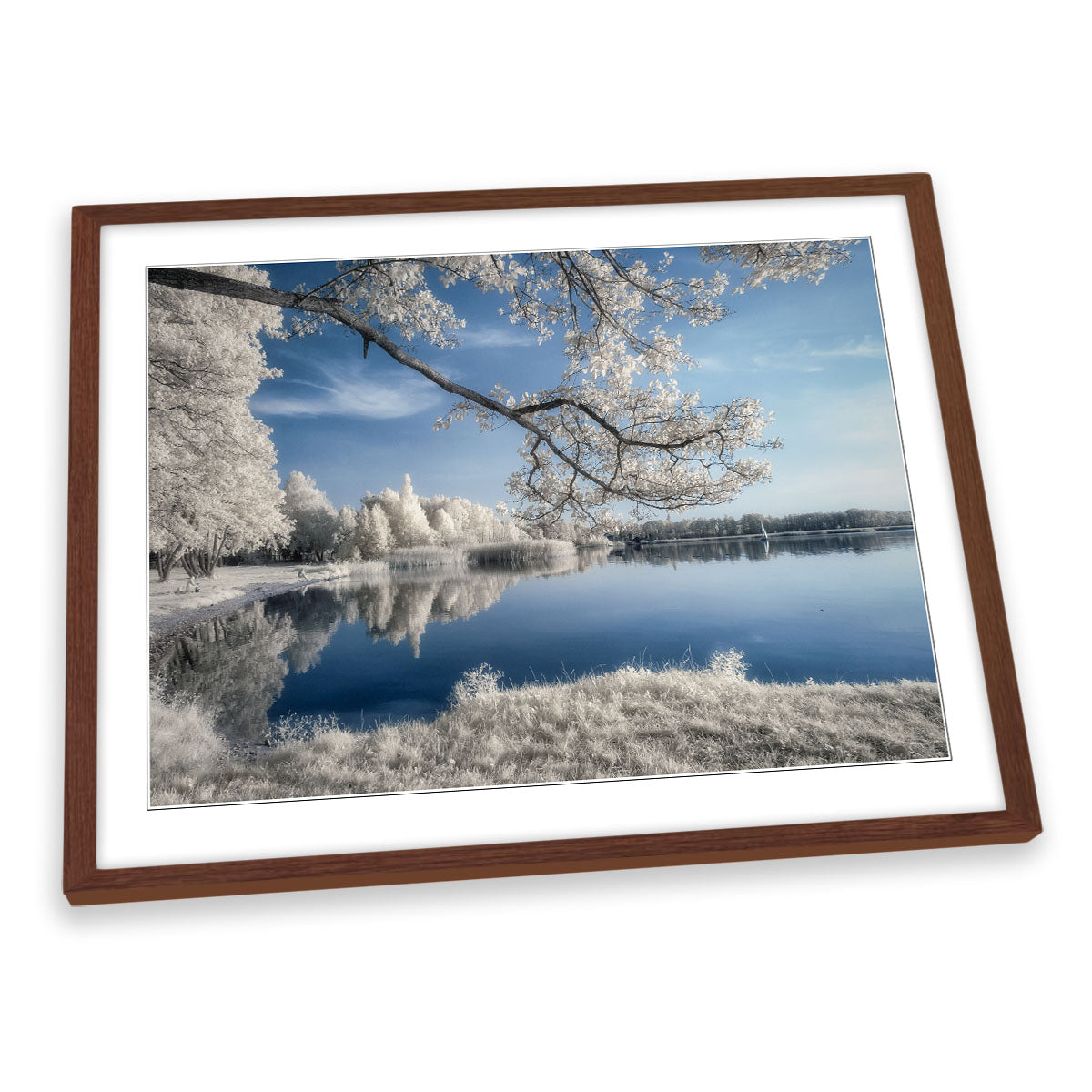Winter Snow Landscape Lake FRAMED ART PRINT Picture Artwork