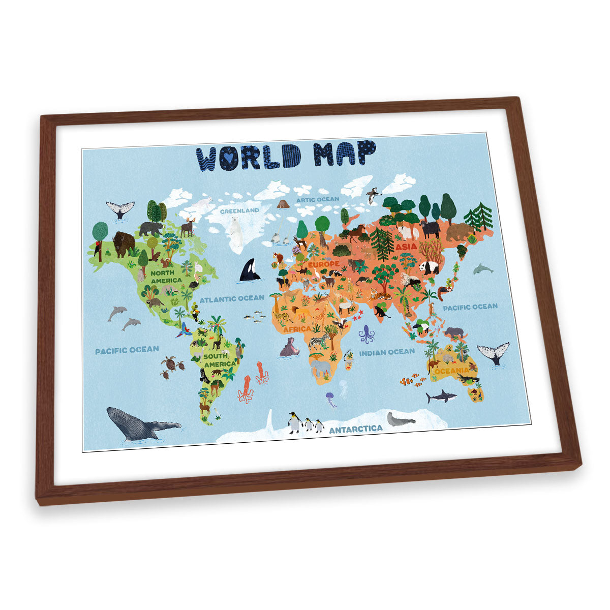 World Map for Kids FRAMED ART PRINT Picture Artwork