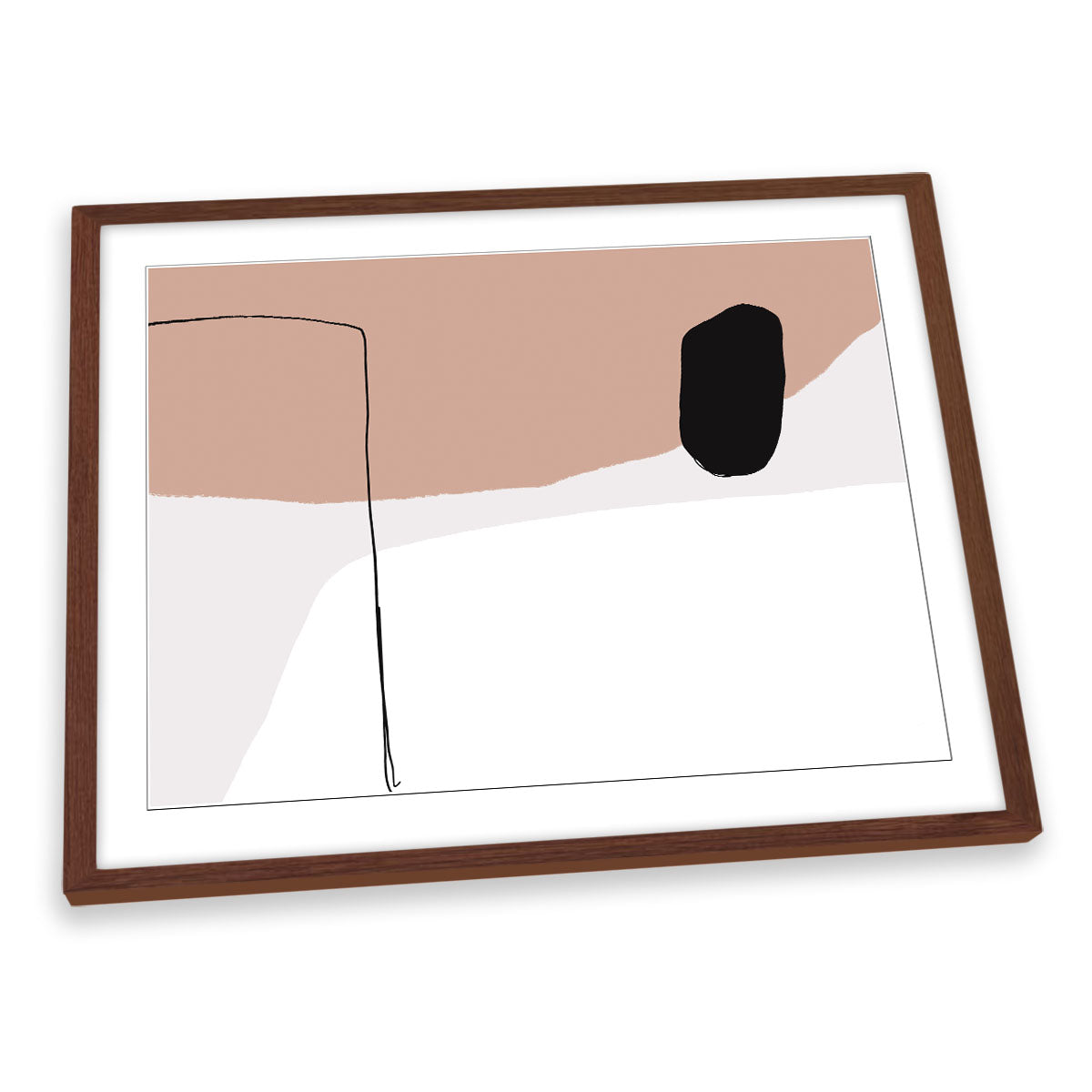 You and Happiness Beige Abstract Modern FRAMED ART PRINT Picture Artwork