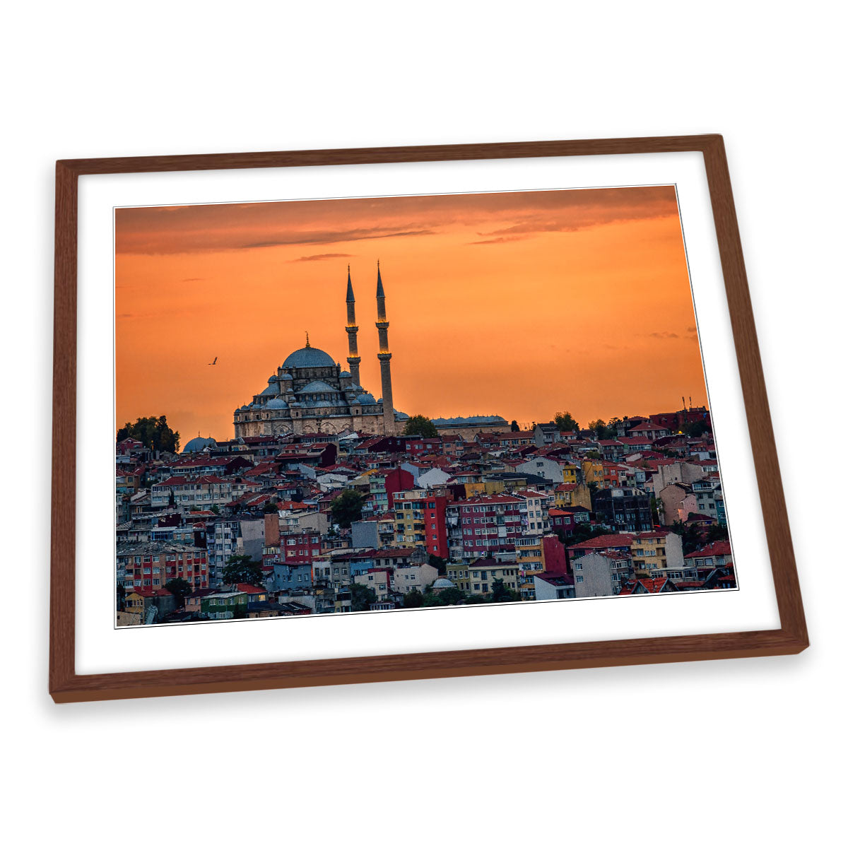 Yavuz Sultan Selim Mosque Orange Sunset FRAMED ART PRINT Picture Artwork