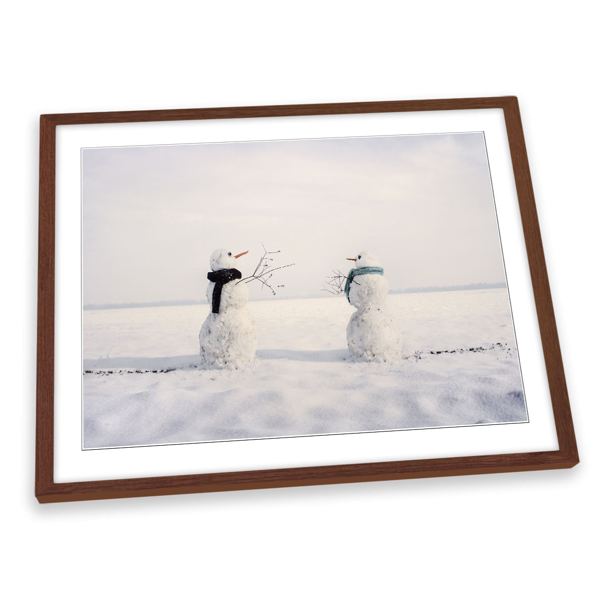 You and I Snowmen Winter Snow FRAMED ART PRINT Picture Artwork