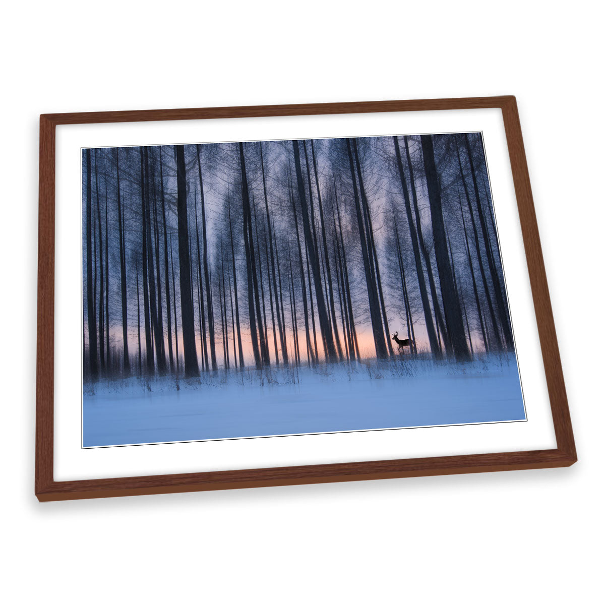 Winter Landscape Stag Deer Forest FRAMED ART PRINT Picture Artwork