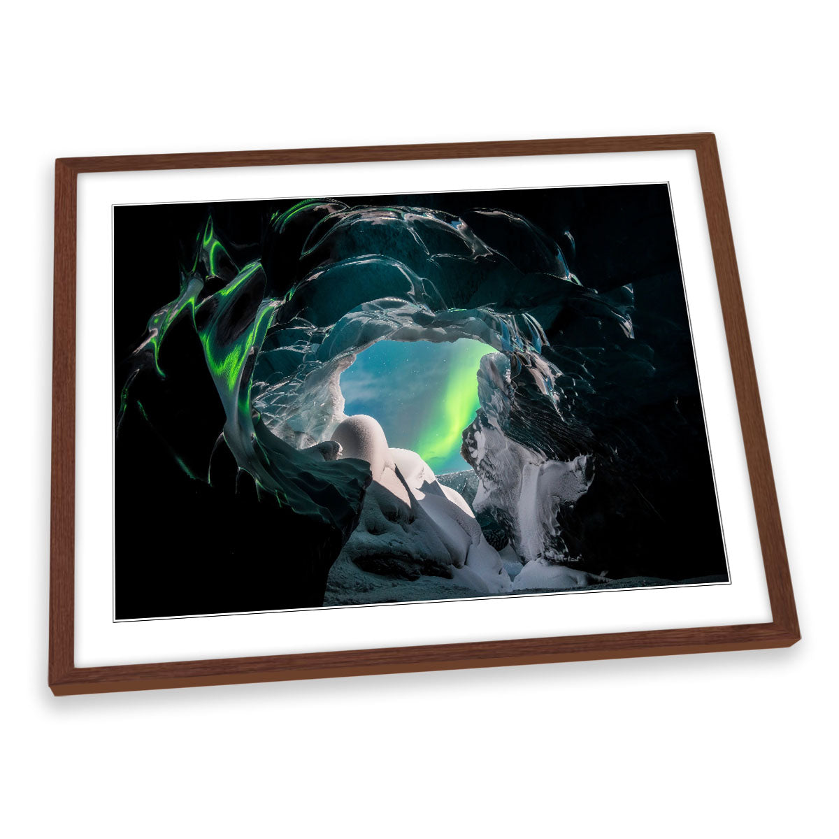 Wonders of Iceland Northern Lights Green Cave FRAMED ART PRINT Picture Artwork