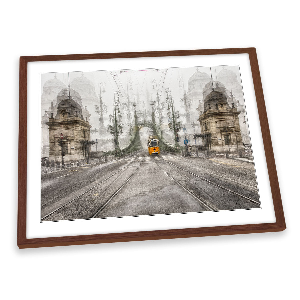 Yellow Tram Budapest City FRAMED ART PRINT Picture Artwork