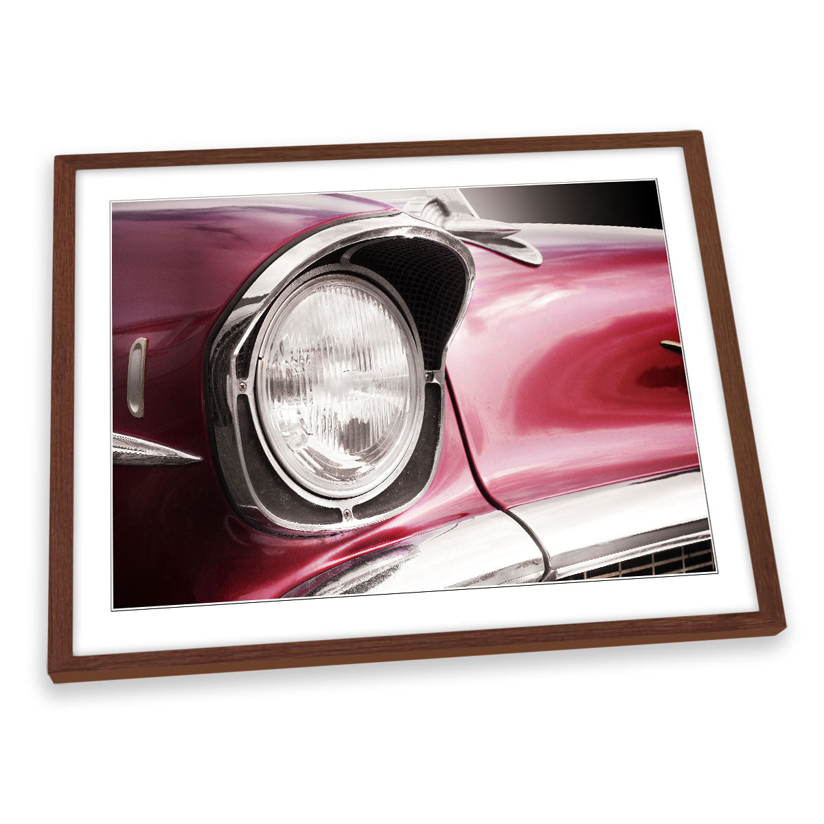 American Classic Car Bel Air 1957 Headlight FRAMED ART PRINT Picture Artwork