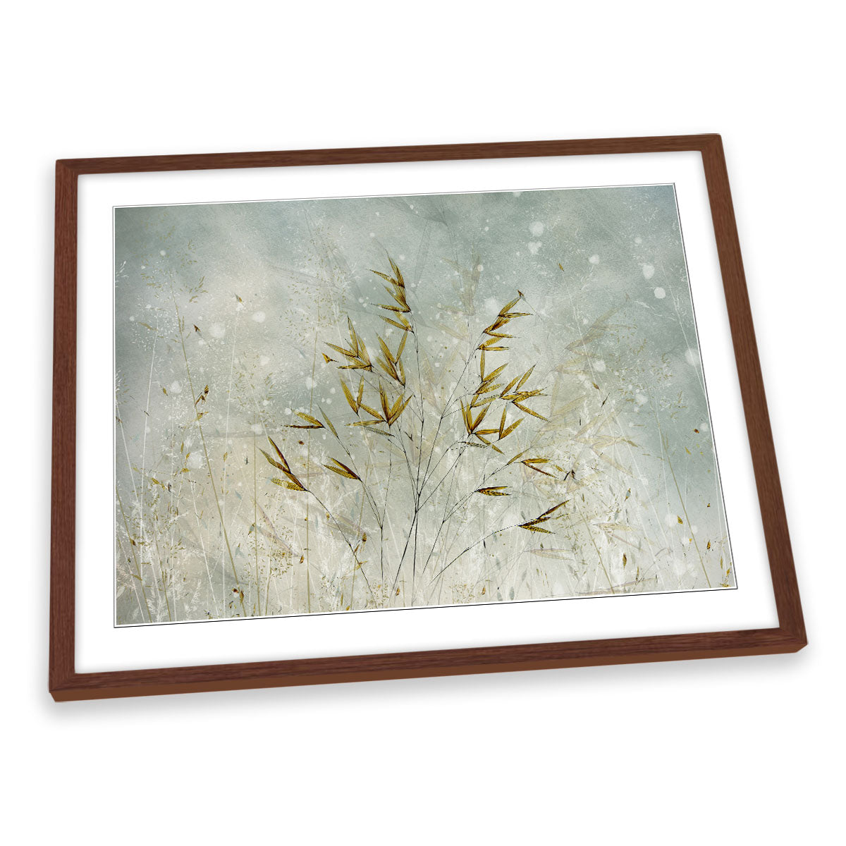 Wintertime Floral Grass Leaves FRAMED ART PRINT Picture Artwork