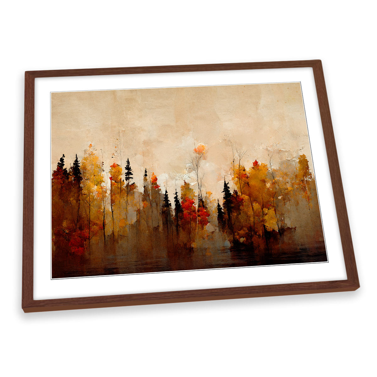 A Forest in Autumn Abstract Modern FRAMED ART PRINT Picture Artwork