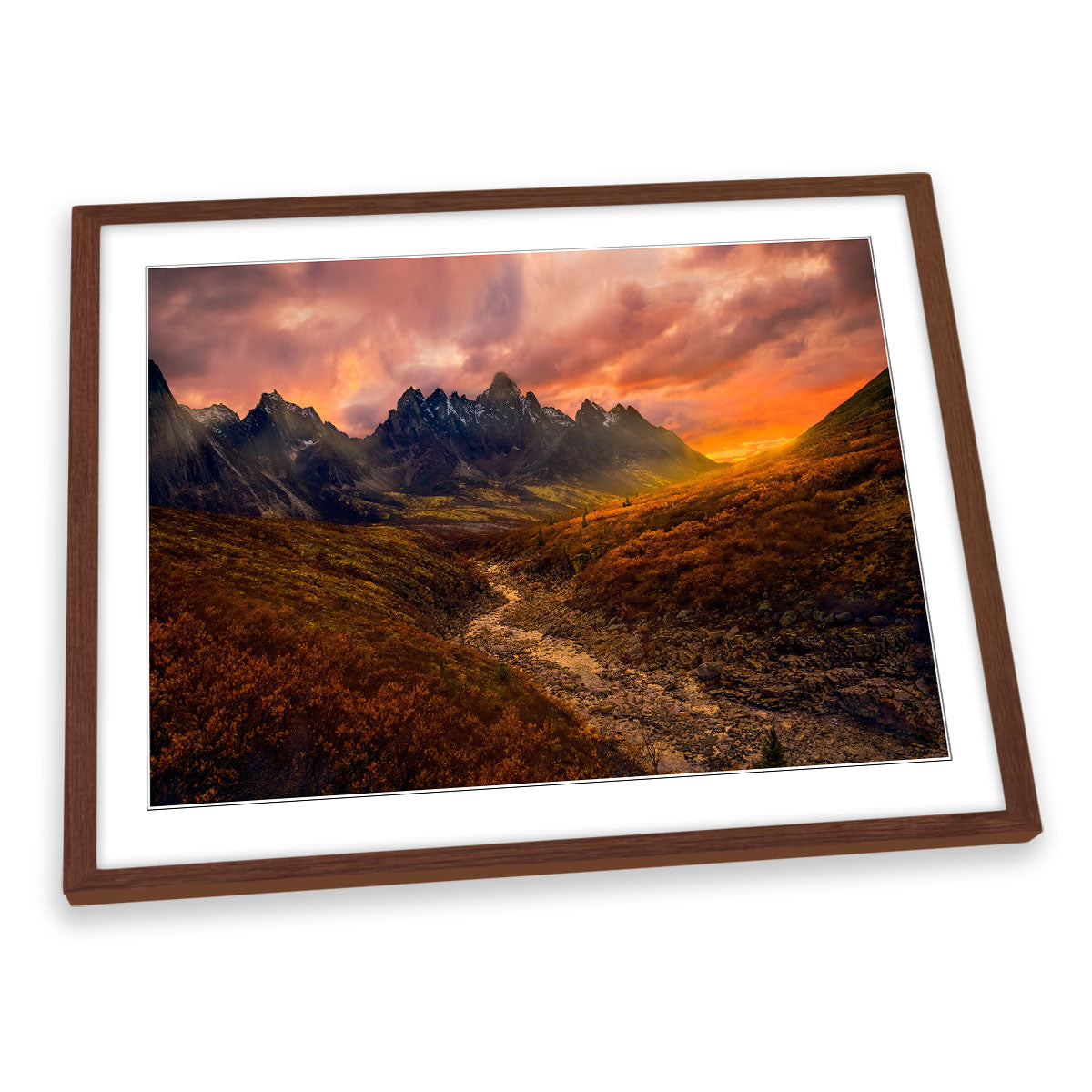 Yukon Sunset Canada Mountains Landscape FRAMED ART PRINT Picture Artwork