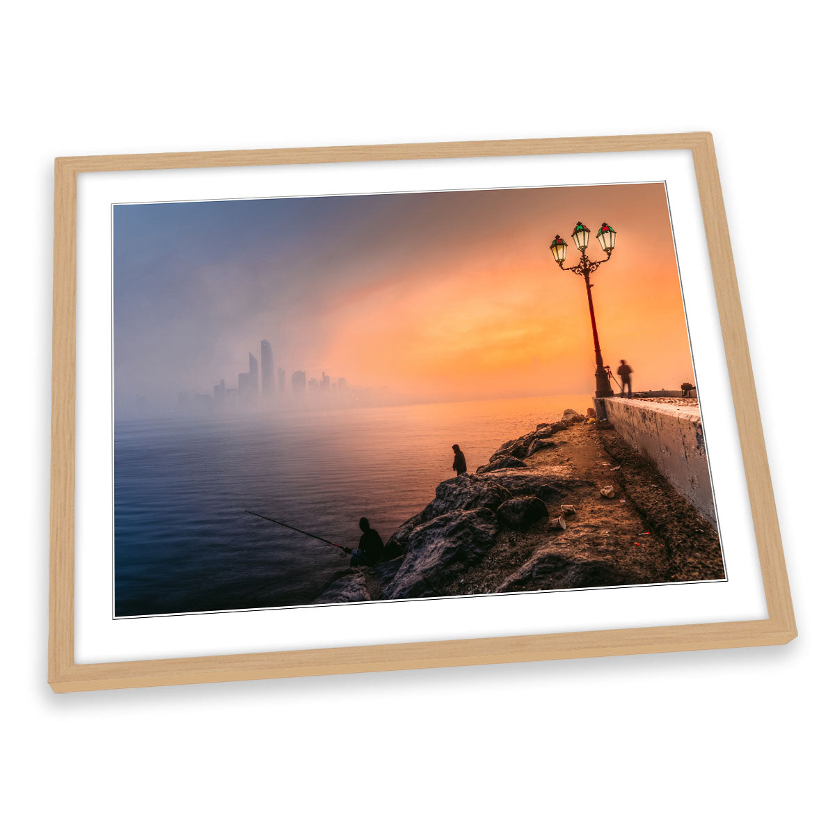 Abu Dhabi City Skyline Foggy Sunset FRAMED ART PRINT Picture Artwork