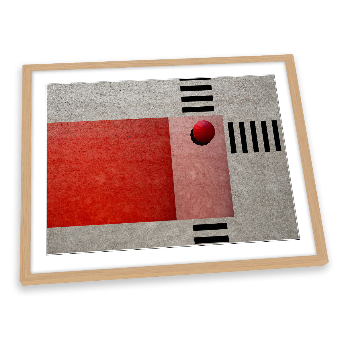 A Red Umbrella Crossing FRAMED ART PRINT Picture Artwork