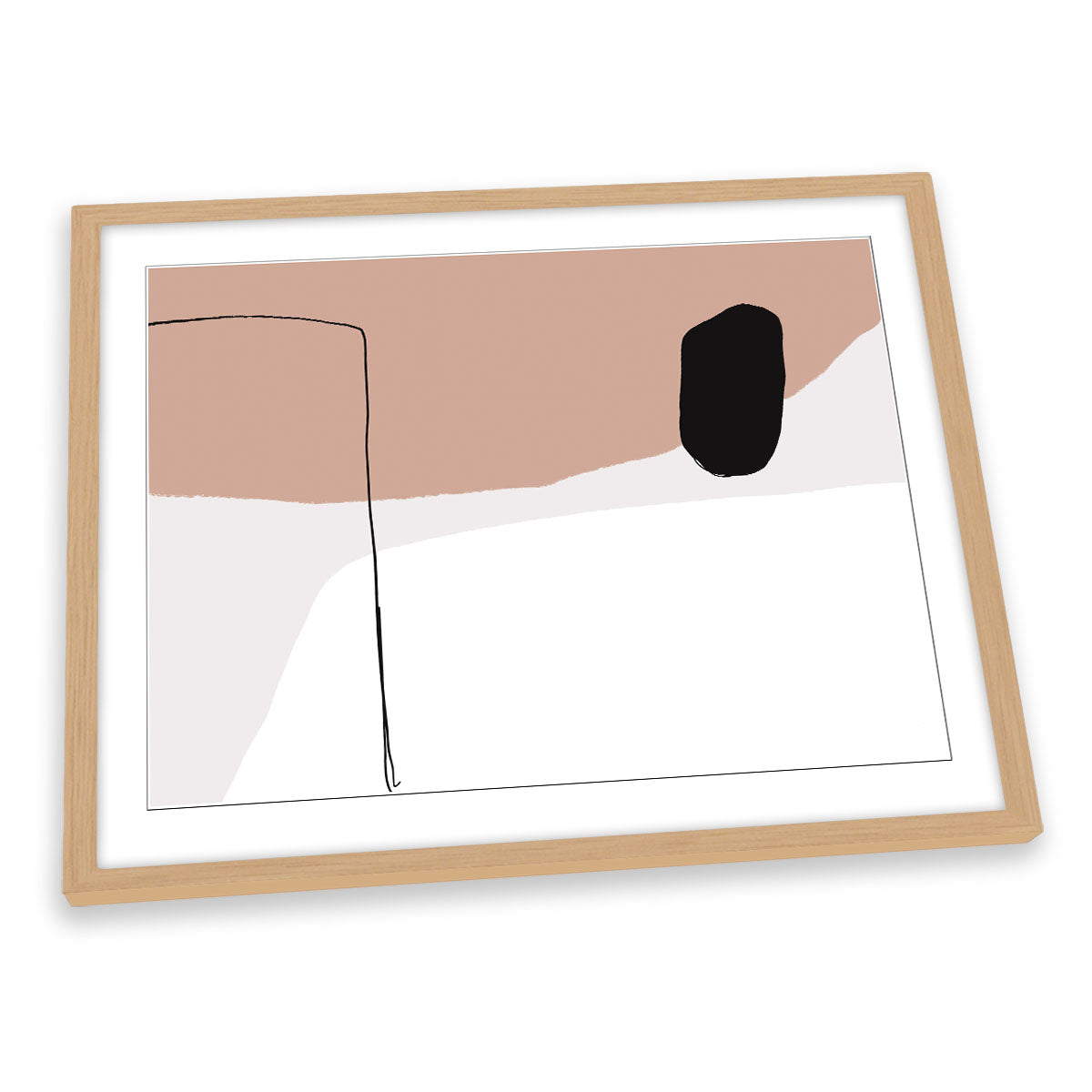 You and Happiness Beige Abstract Modern FRAMED ART PRINT Picture Artwork
