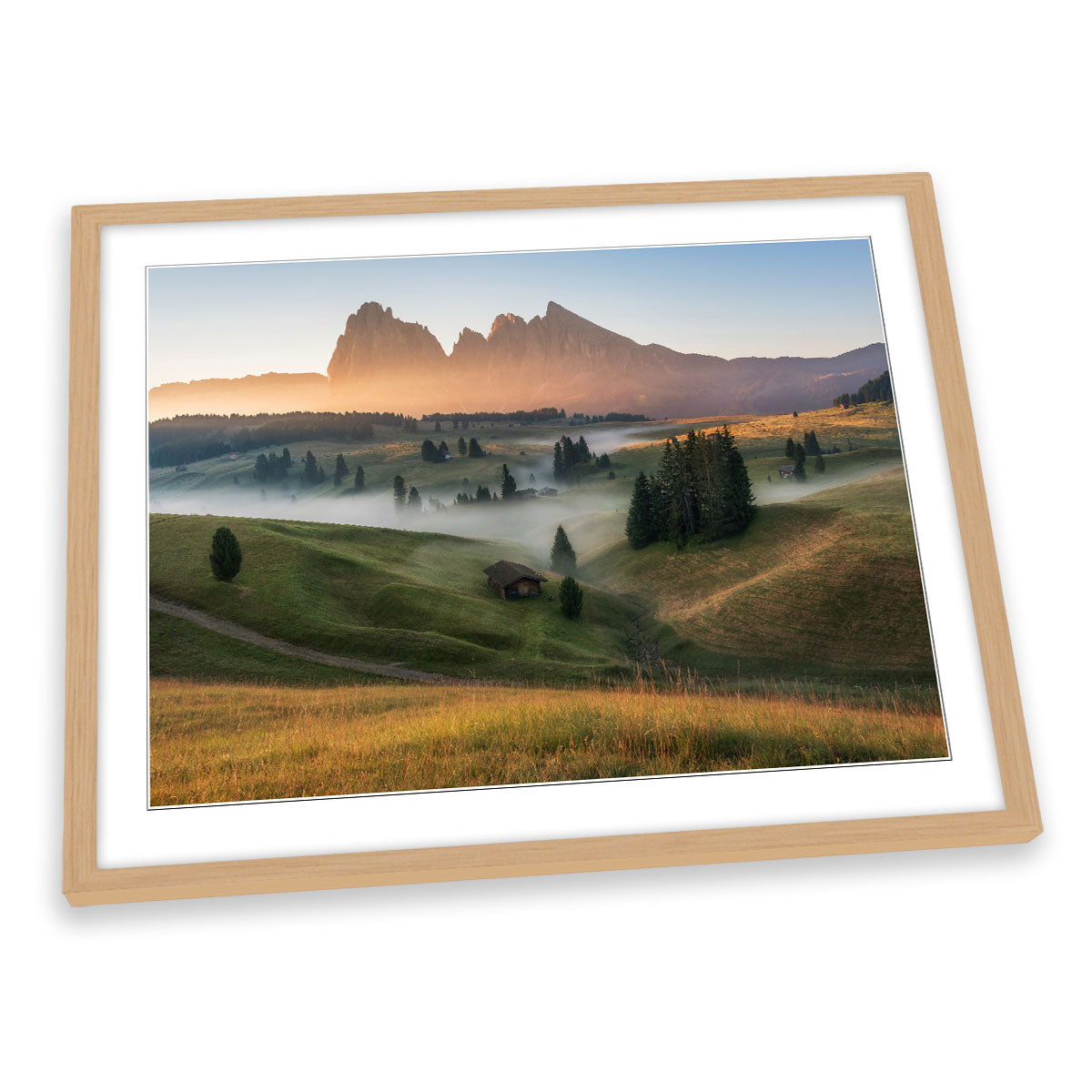Alpe di Siusi Misty Mountain Landscape FRAMED ART PRINT Picture Artwork
