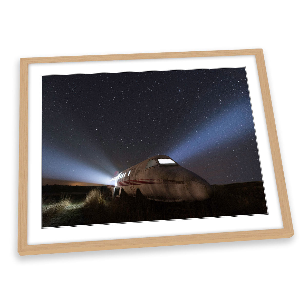Abandoned Plane Wreck Stars FRAMED ART PRINT Picture Artwork