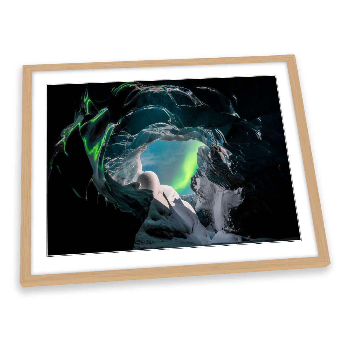 Wonders of Iceland Northern Lights Green Cave FRAMED ART PRINT Picture Artwork