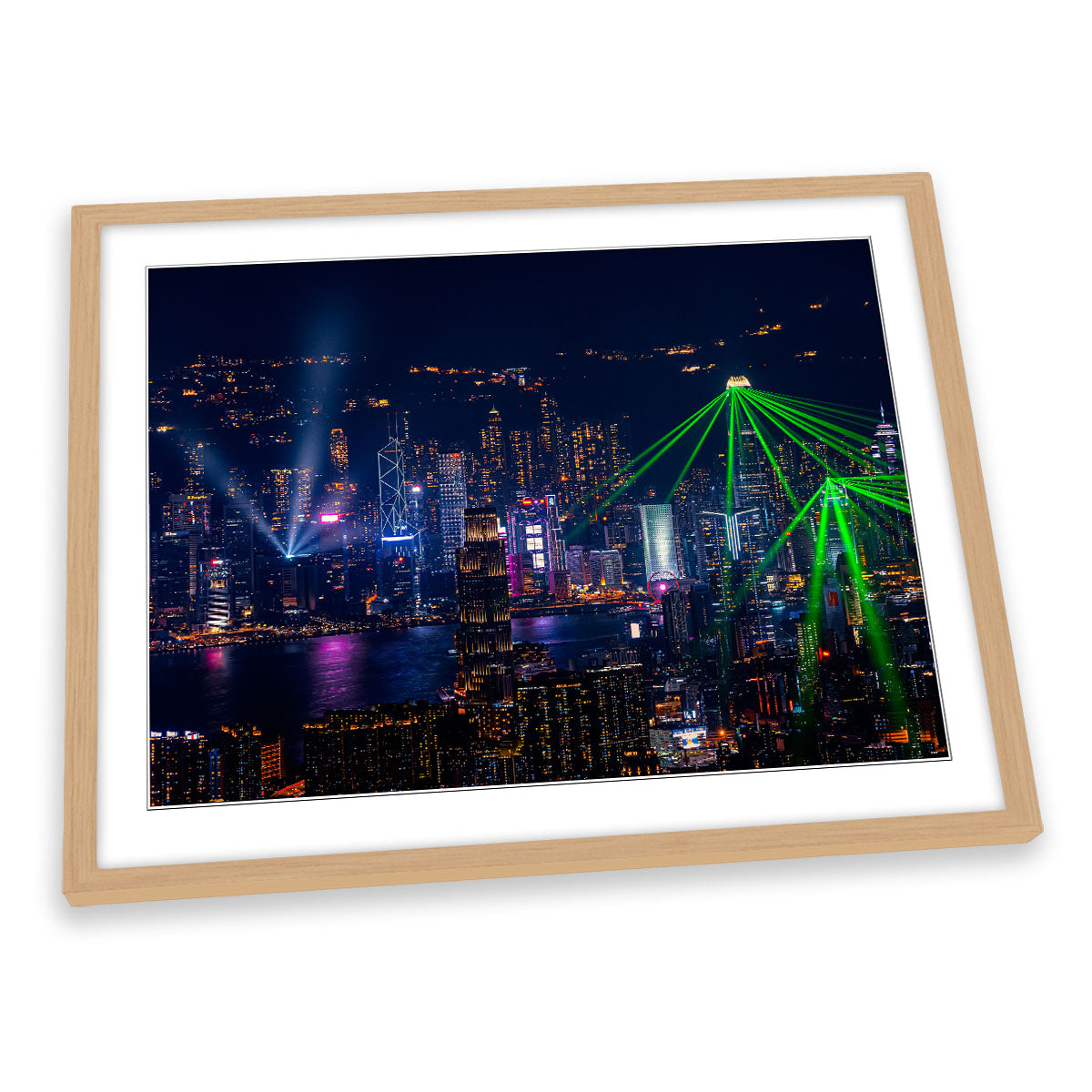 Victoria Harbour Light Show Hong Kong FRAMED ART PRINT Picture Artwork