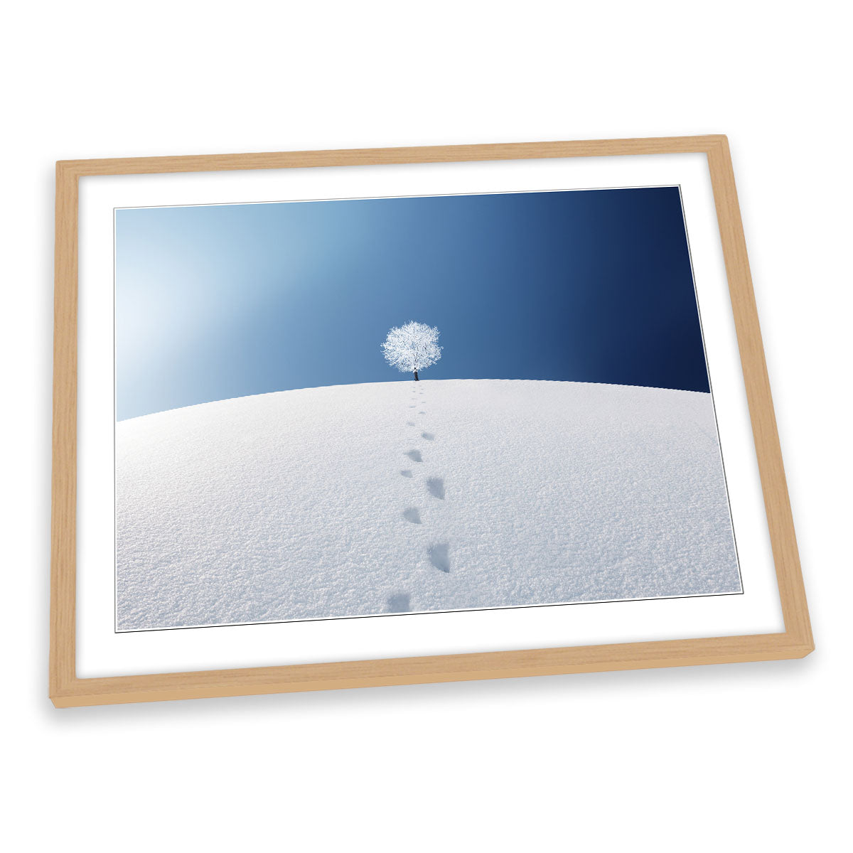 A Tree in a Field Winter FRAMED ART PRINT Picture Artwork