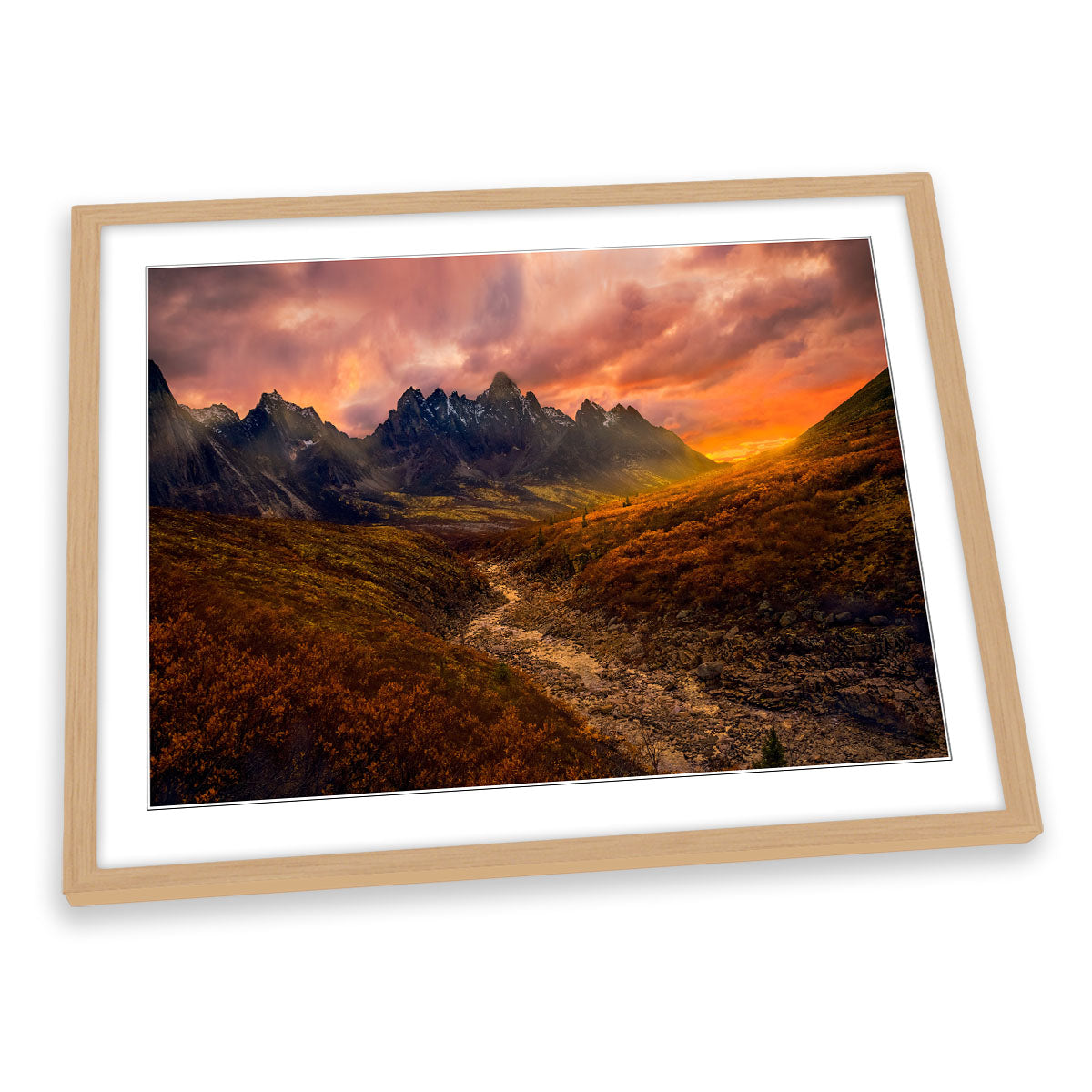 Yukon Sunset Canada Mountains Landscape FRAMED ART PRINT Picture Artwork