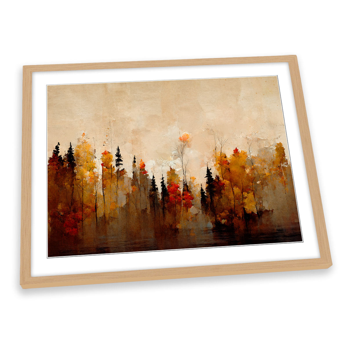 A Forest in Autumn Abstract Modern FRAMED ART PRINT Picture Artwork