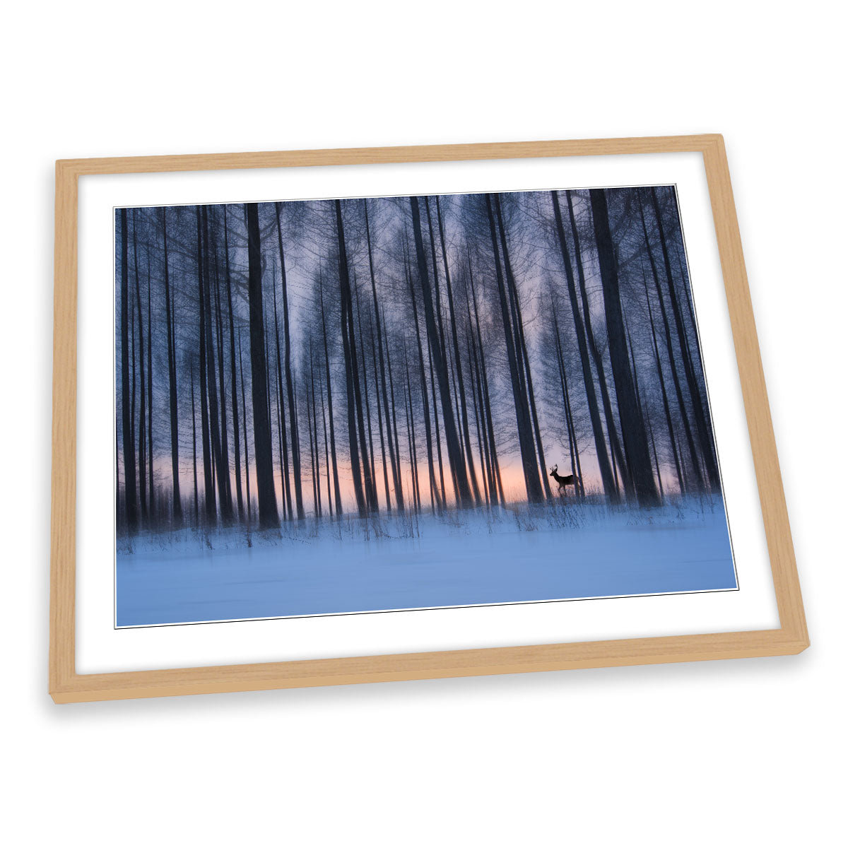 Winter Landscape Stag Deer Forest FRAMED ART PRINT Picture Artwork