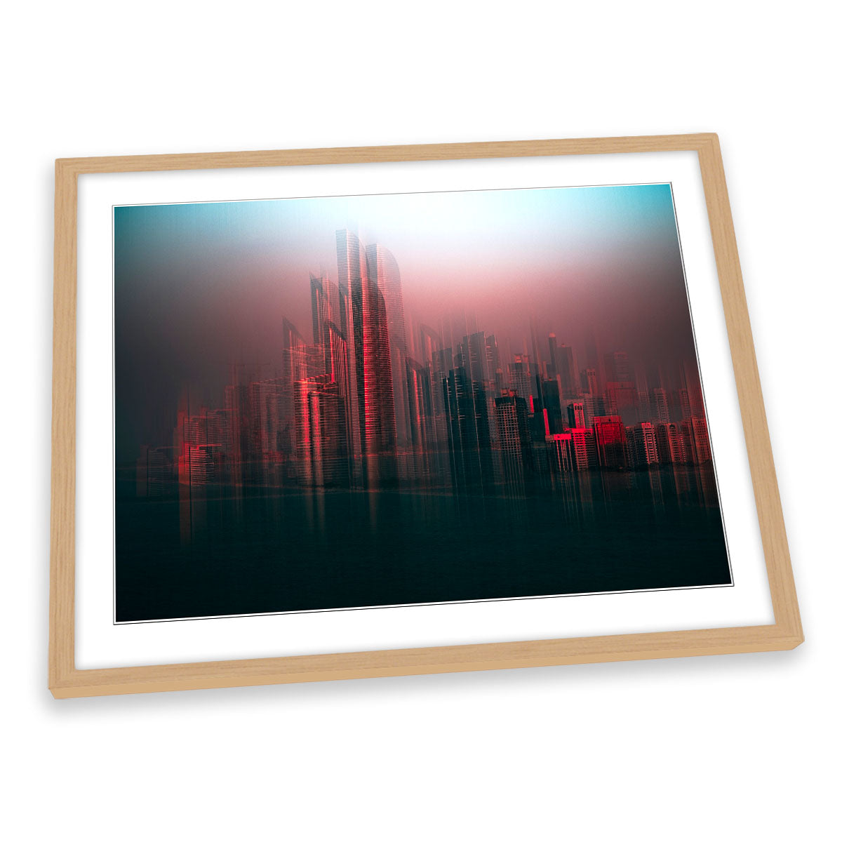 Abu Dhabi City Skyline Abstract Red FRAMED ART PRINT Picture Artwork