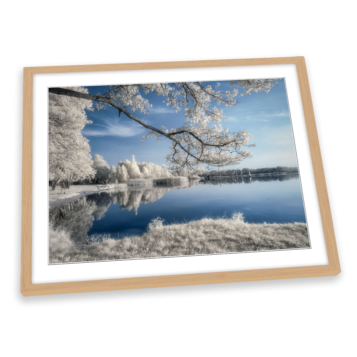 Winter Snow Landscape Lake FRAMED ART PRINT Picture Artwork