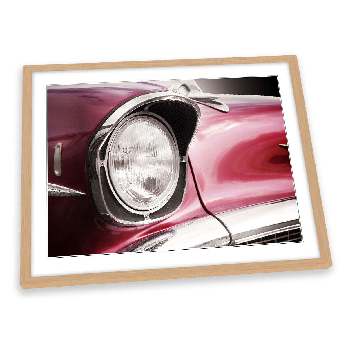 American Classic Car Bel Air 1957 Headlight FRAMED ART PRINT Picture Artwork