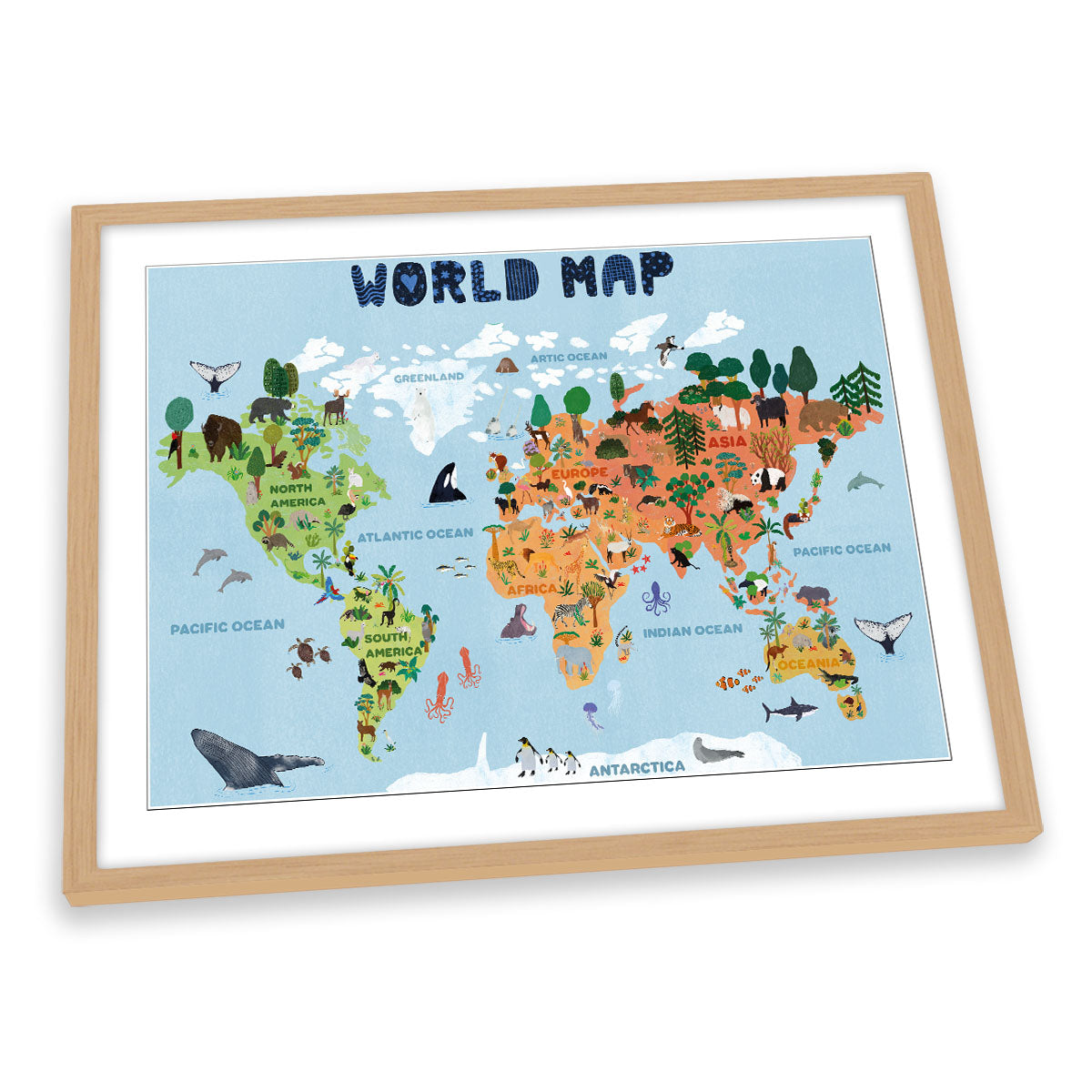 World Map for Kids FRAMED ART PRINT Picture Artwork