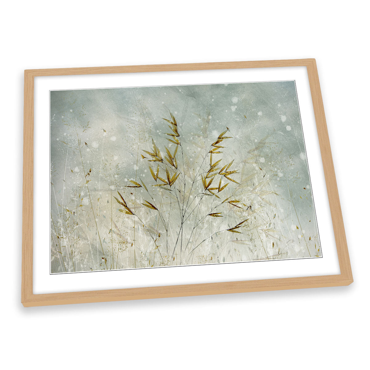 Wintertime Floral Grass Leaves FRAMED ART PRINT Picture Artwork