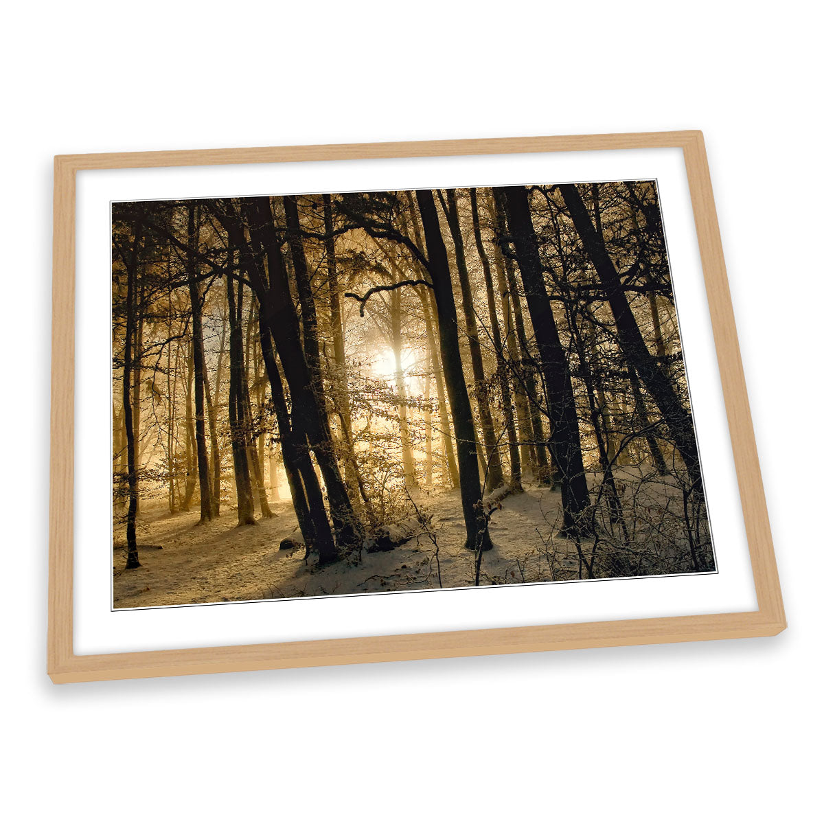 Winter Morning Forest Sunrise FRAMED ART PRINT Picture Artwork
