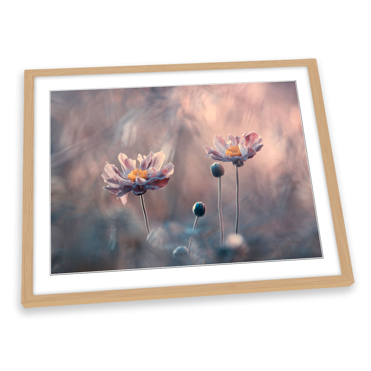 With Love Pink Floral Flowers FRAMED ART PRINT Picture Artwork