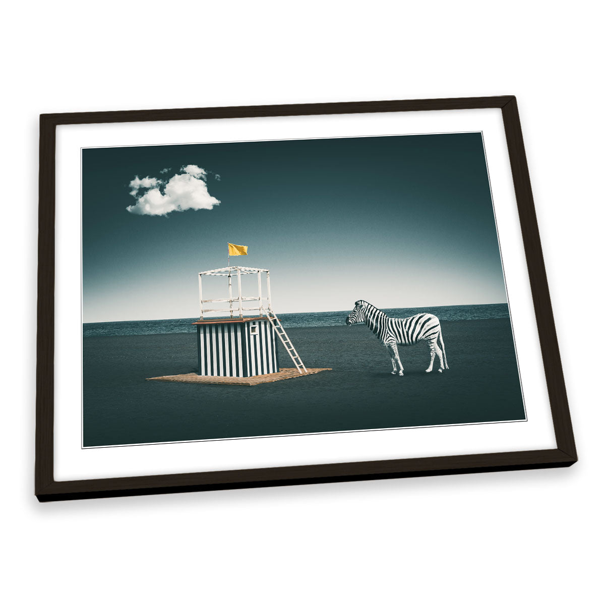 Zebra Style Beach Lifeguard Modern FRAMED ART PRINT Picture Artwork