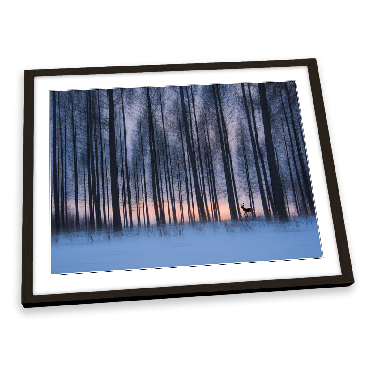 Winter Landscape Stag Deer Forest FRAMED ART PRINT Picture Artwork