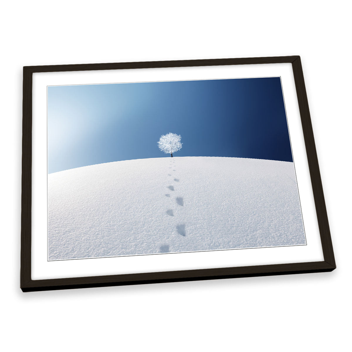 A Tree in a Field Winter FRAMED ART PRINT Picture Artwork