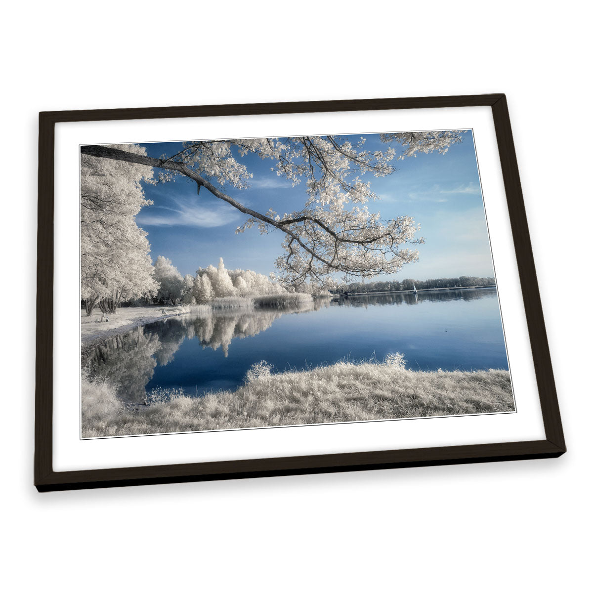 Winter Snow Landscape Lake FRAMED ART PRINT Picture Artwork