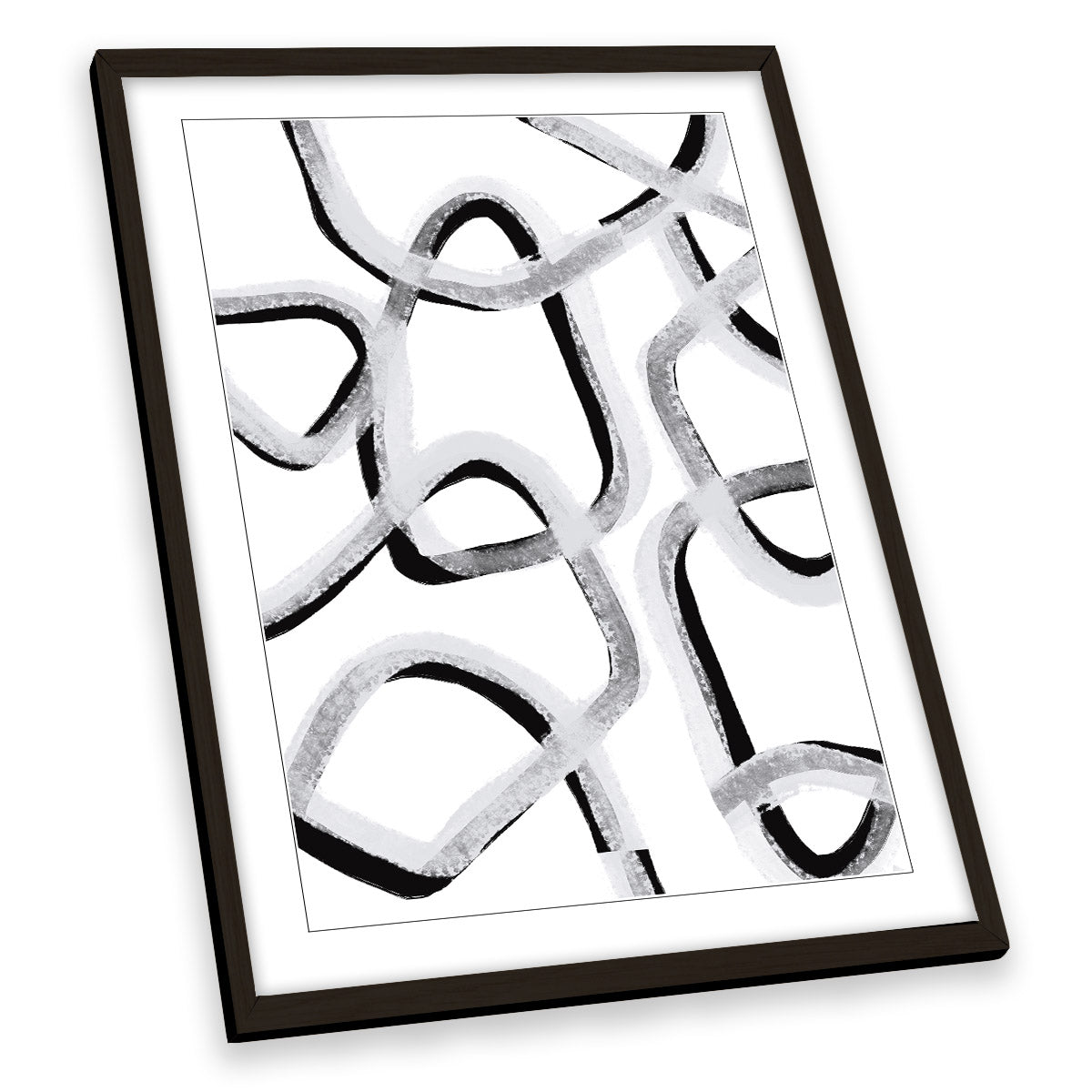 Abstract Chains Grey and Black Modern FRAMED ART PRINT Picture Portrait Artwork