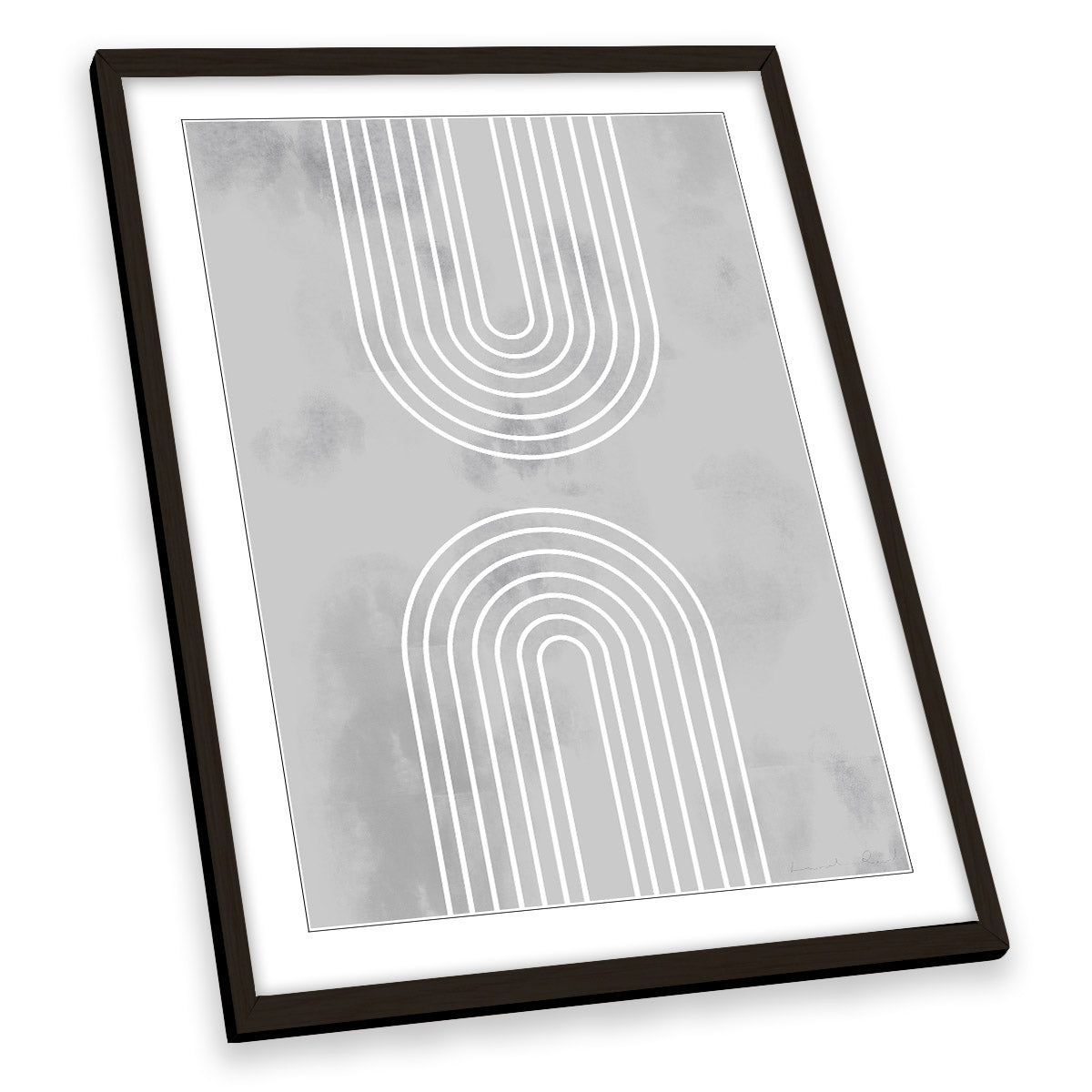 Abstract Arches in Ice Geometry Grey FRAMED ART PRINT Picture Portrait Artwork