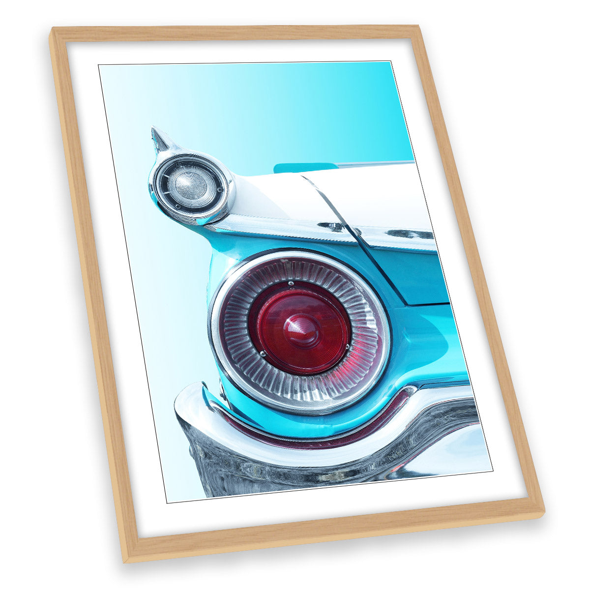 American Classic Car Fair Lane 500 1959 Blue FRAMED ART PRINT Picture Portrait Artwork