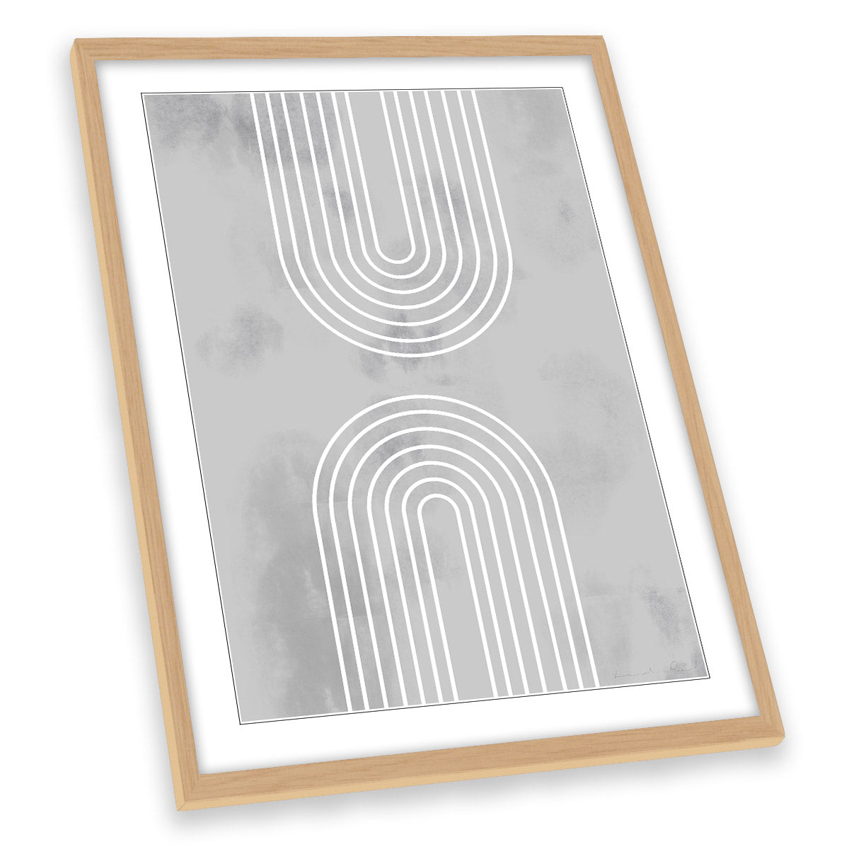 Abstract Arches in Ice Geometry Grey FRAMED ART PRINT Picture Portrait Artwork
