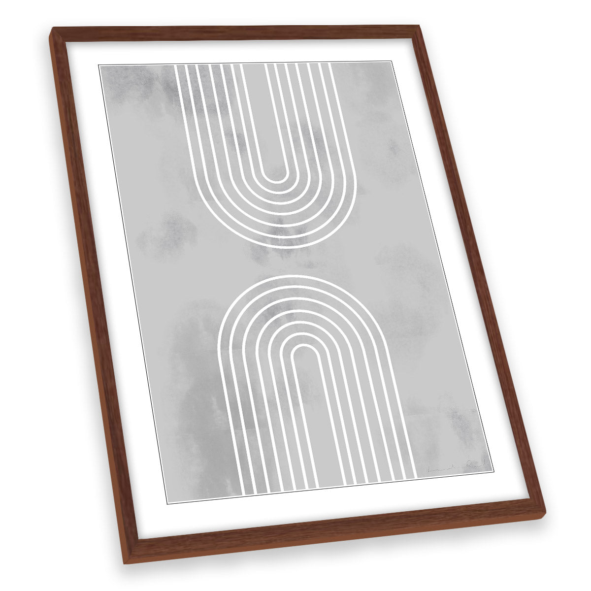 Abstract Arches in Ice Geometry Grey FRAMED ART PRINT Picture Portrait Artwork