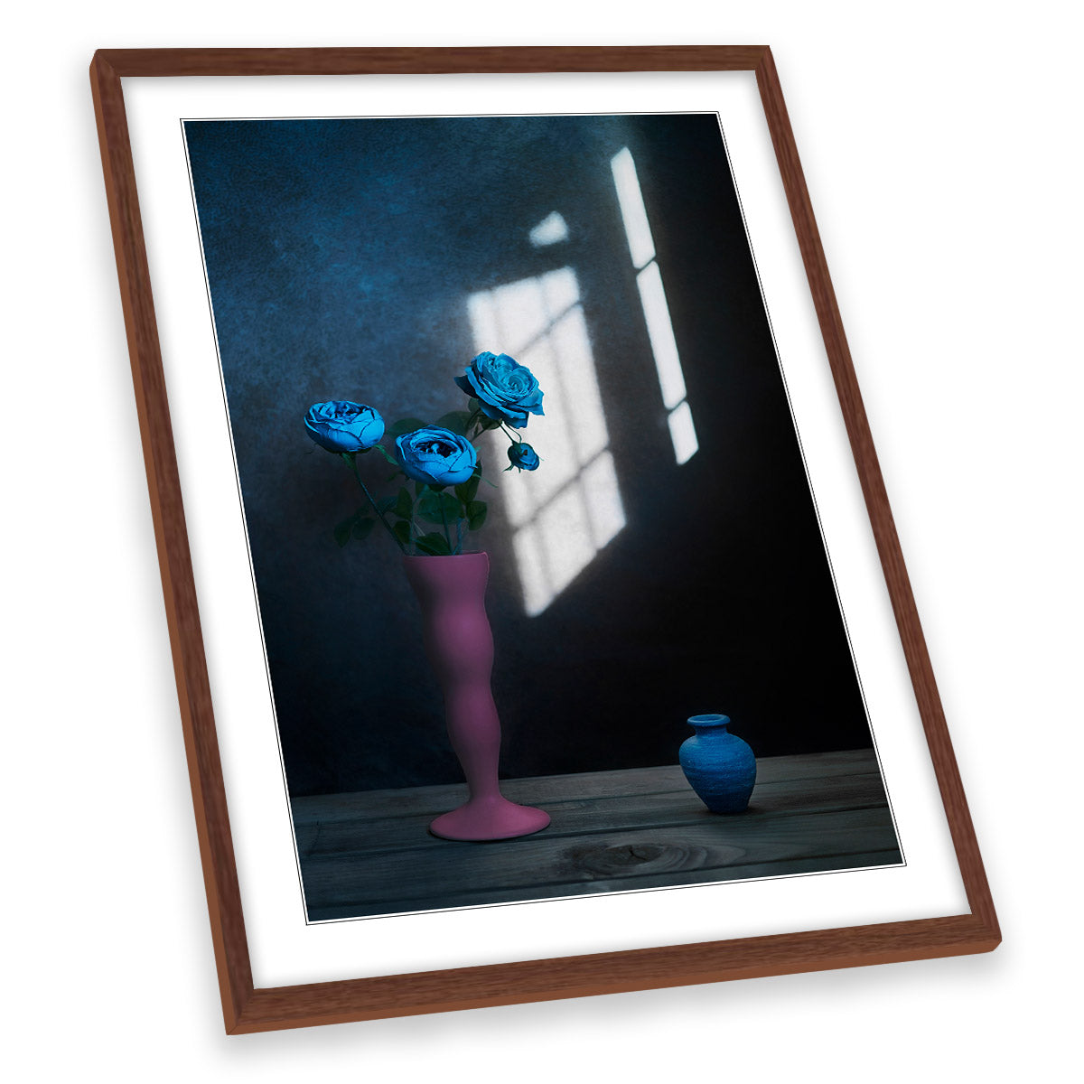Window Light Blue Flowers Still Life FRAMED ART PRINT Picture Portrait Artwork