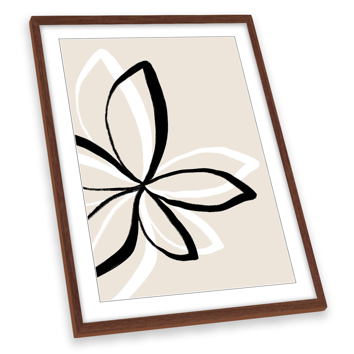 Abstract Modern Flowers Beige Floral FRAMED ART PRINT Picture Portrait Artwork