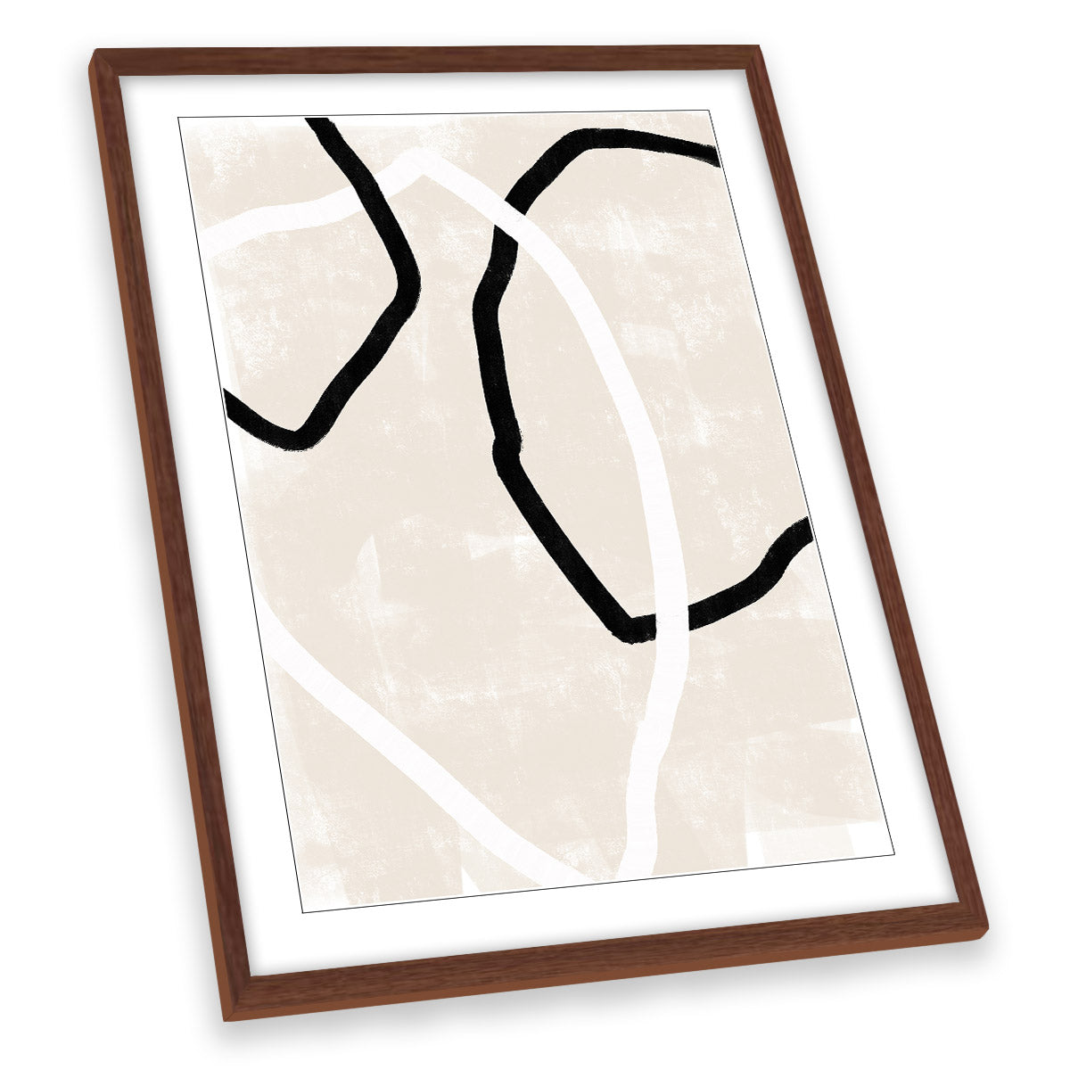 Abstract Trio Beige Shapes and Lines FRAMED ART PRINT Picture Portrait Artwork