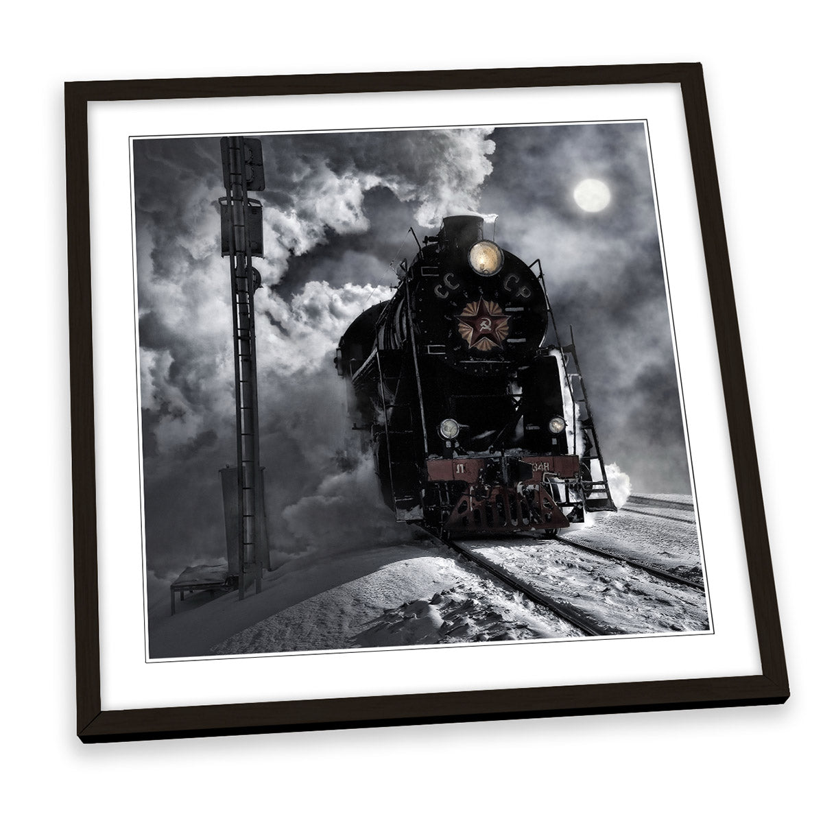 Witness Steam Engine Train FRAMED ART PRINT Picture Square Artwork