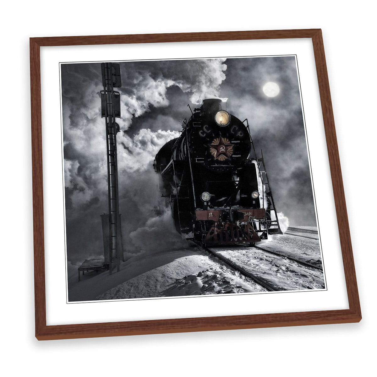 Witness Steam Engine Train FRAMED ART PRINT Picture Square Artwork