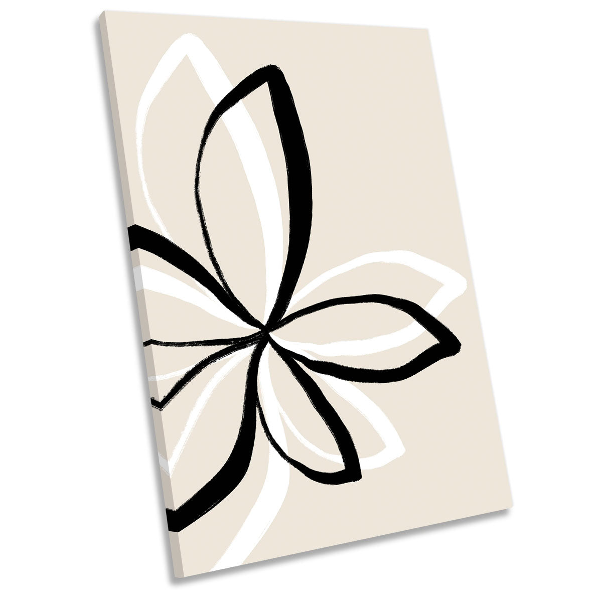 Abstract Modern Flowers Beige Floral CANVAS WALL ART Portrait Picture Print