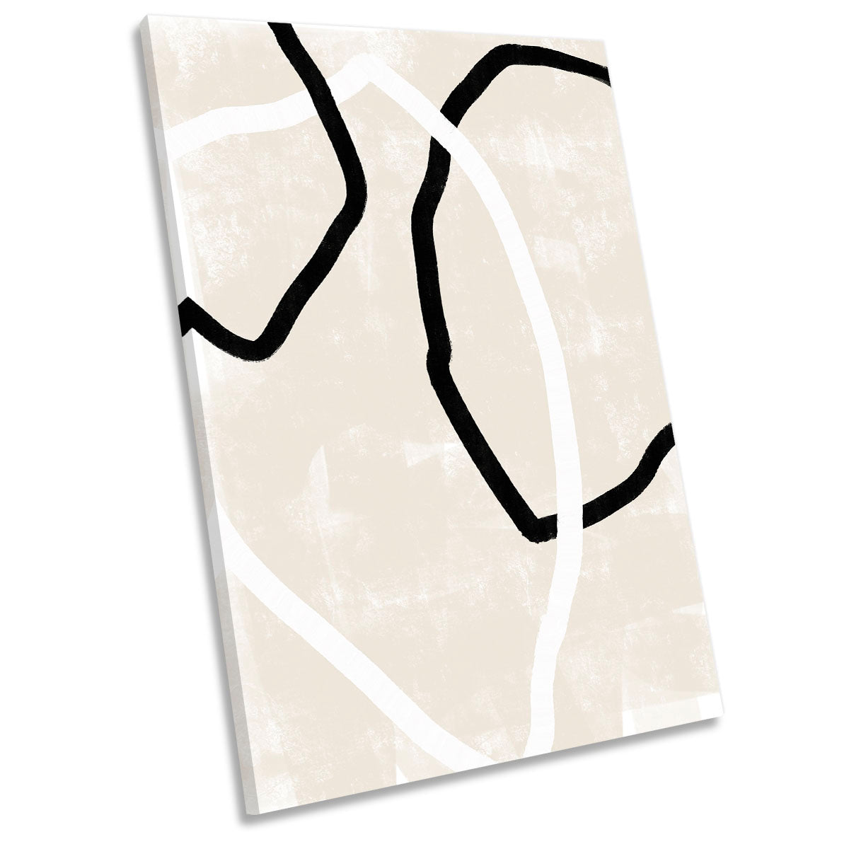 Abstract Trio Beige Shapes and Lines CANVAS WALL ART Portrait Picture Print
