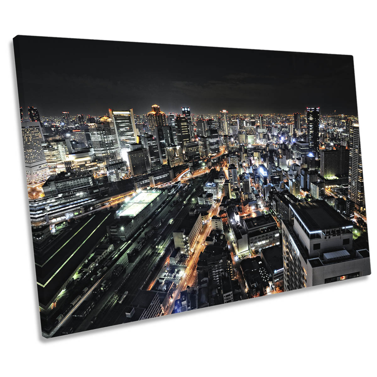 Osaka Night City Skyline Japan CANVAS WALL ART Print Picture